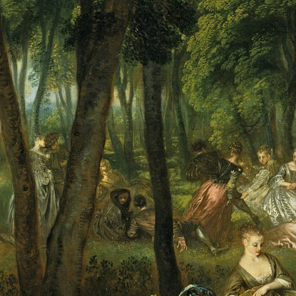 Festa Galante In Un Paesaggio Boscoso Jean-Antoine Watteau jaw11 quadro stampato su tela