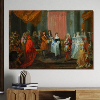 Luigi Xiv Conferisce L'Ordine Del Cordon Bleu Al Duca Di Borgogna Padre Di Luigi Xv Jean-Antoine Watteau jaw21 quadro stampato