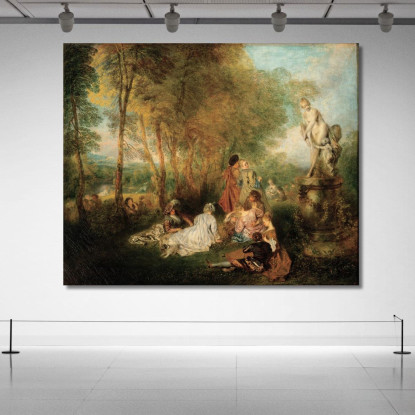 La Festa Dell’Amore Jean-Antoine Watteau jaw35 quadro stampato su tela
