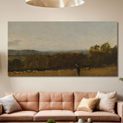 Un Pastore In Un Paesaggio Che Guarda Attraverso Dedham Vale Verso Langham John Constable jcn7 quadro stampato su tela