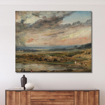 Hampstead Heath Con Stagno E Bagnanti John Constable jcn47 quadro stampato su tela