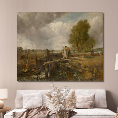 Studio Di Una Barca Che Passa Una Chiusa John Constable jcn83 quadro stampato su tela
