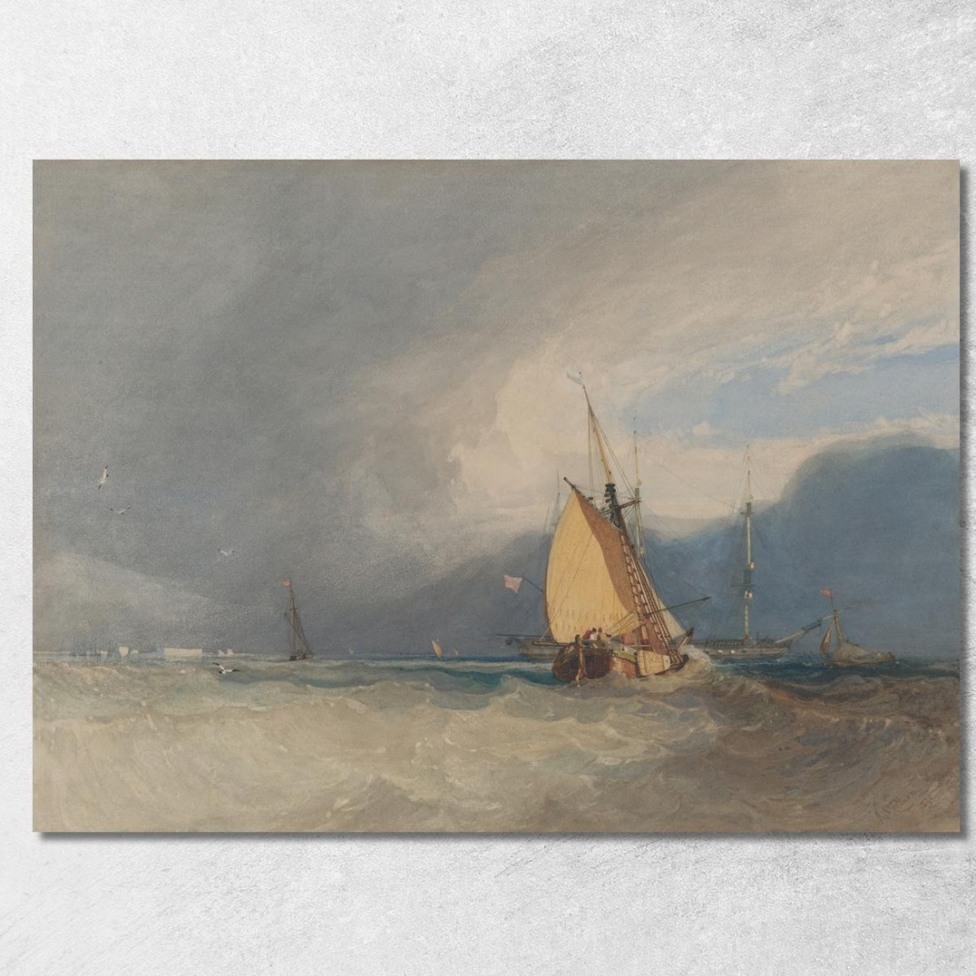 Barche Al Largo Della Costa Con Tempesta In Arrivo John Sell Cotman jsc9 quadro stampato su tela Barche Al Largo Della Costa Con Tempesta In Arrivo John Sell Cotman jsc9 quadro stampato su tela