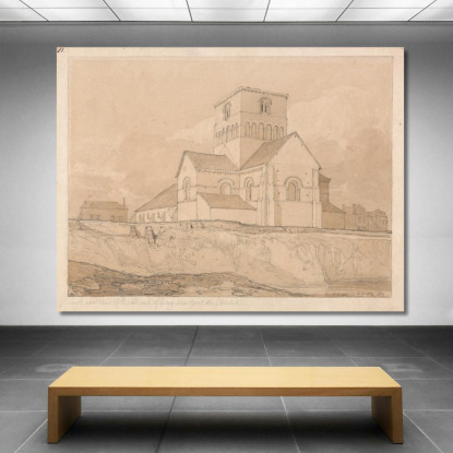 Vista Sud-Est Della Chiesa Di Léry Vicino A Pont-De-L'Arche Normandia John Sell Cotman jsc50 quadro stampato su tela