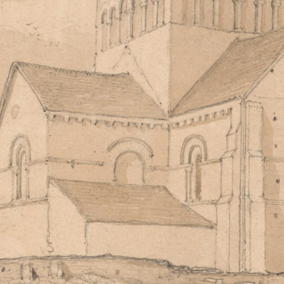 Vista Sud-Est Della Chiesa Di Léry Vicino A Pont-De-L'Arche Normandia John Sell Cotman jsc50 quadro stampato su tela