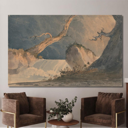Cascata In Un Paesaggio Desolato John Sell Cotman jsc60 quadro stampato su tela