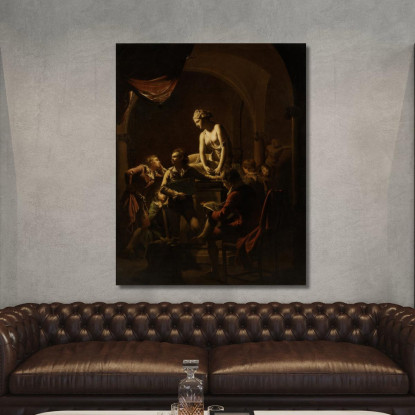 Accademia Alla Luce Della Lampada Joseph Wright of Derby jwd6 quadro stampato su tela