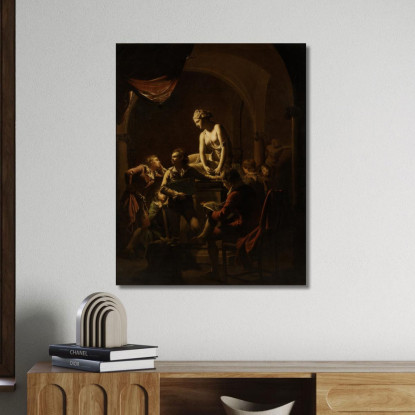 Accademia Alla Luce Della Lampada Joseph Wright of Derby jwd6 quadro stampato su tela