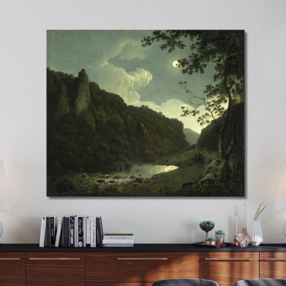 Dovedale Al Chiaro Di Luna Joseph Wright of Derby jwd12 quadro stampato su tela