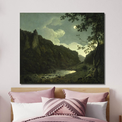 Dovedale Al Chiaro Di Luna Joseph Wright of Derby jwd12 quadro stampato su tela