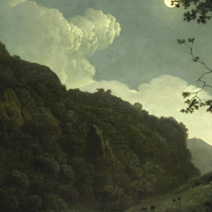 Dovedale Al Chiaro Di Luna Joseph Wright of Derby jwd12 quadro stampato su tela