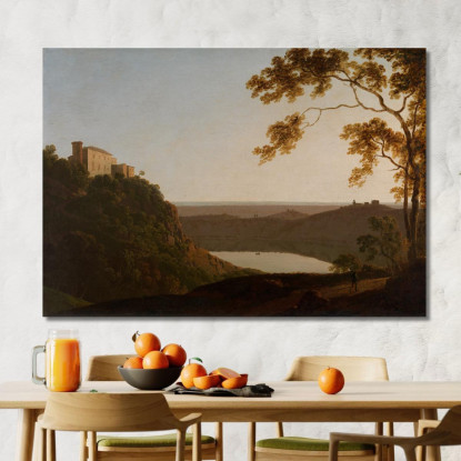 Lago Di Nemi Al Tramonto Joseph Wright of Derby jwd23 quadro stampato su tela