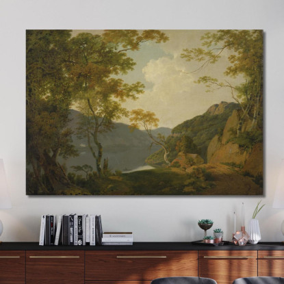 Scena Lacustre Joseph Wright of Derby jwd25 quadro stampato su tela
