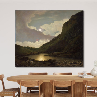Matlock Tor Al Chiaro Di Luna Joseph Wright of Derby jwd27 quadro stampato su tela