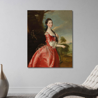 Ritratto Di Miss Ann Carver Davanti A Un Paesaggio Joseph Wright of Derby jwd44 quadro stampato su tela