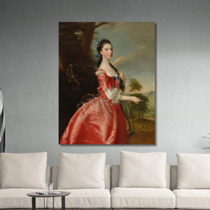 Ritratto Di Miss Ann Carver Davanti A Un Paesaggio Joseph Wright of Derby jwd44 quadro stampato su tela