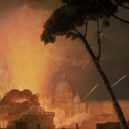 La Girandola Annuale Al Castel Sant'Angelo Roma Joseph Wright of Derby jwd57 quadro stampato su tela