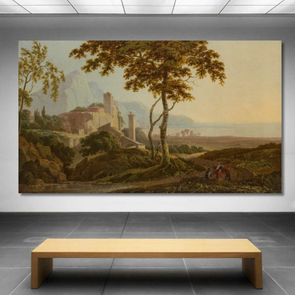 Veduta Di San Felice Circeo Vicino A Gaeta Joseph Wright of Derby jwd66 quadro stampato su tela