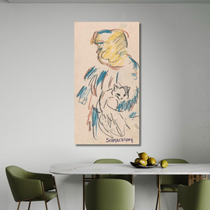 Ragazza Con Gatto Jules Schmalzigaug jsh11 quadro stampato su tela