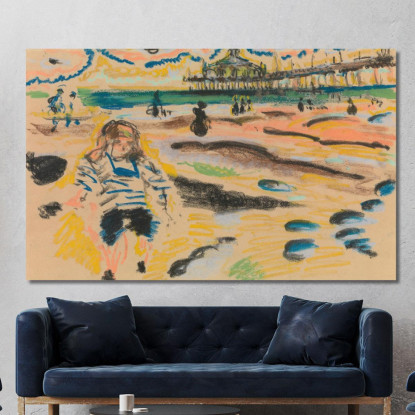 Molo A Scheveningen Jules Schmalzigaug jsh14 quadro stampato su tela