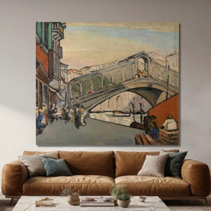 Il Ponte Di Rialto A Venezia Jules Schmalzigaug jsh22 quadro stampato su tela