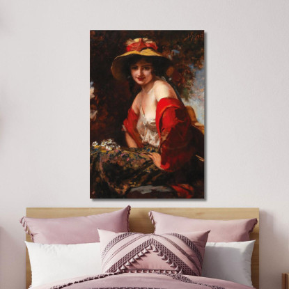 Una Giovane Donna Con Cappello Di Paglia Leopold Schmutzler lsc4 quadro stampato su tela