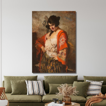 Bellezza Spagnola Con Chitarra Leopold Schmutzler lsc11 quadro stampato su tela