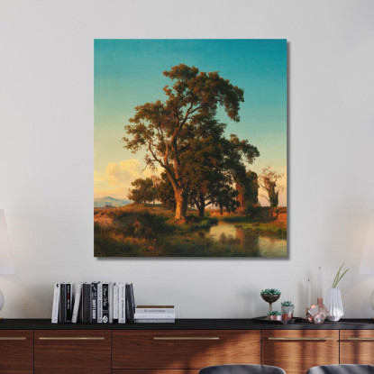 Un Maestoso Albero Nella Luce Della Sera Oswald Achenbach oac1 quadro stampato su tela