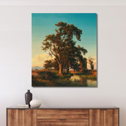 Un Maestoso Albero Nella Luce Della Sera Oswald Achenbach oac1 quadro stampato su tela