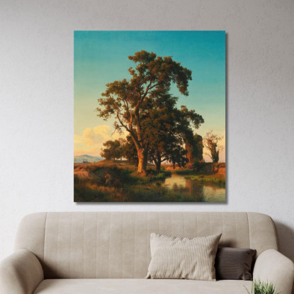 Un Maestoso Albero Nella Luce Della Sera Oswald Achenbach oac1 quadro stampato su tela