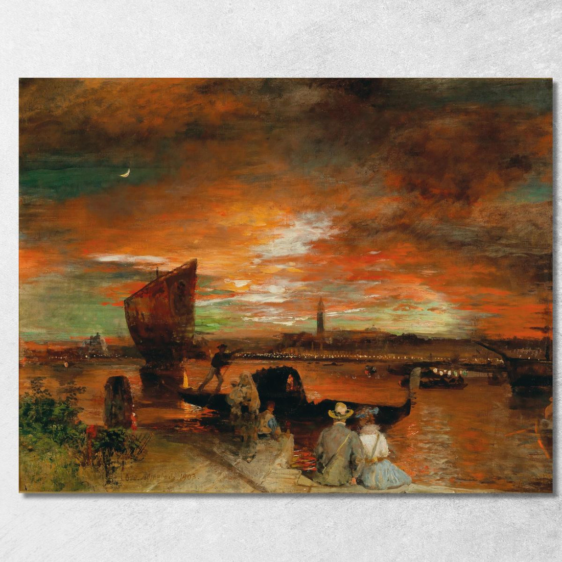 Una Scena Al Crepuscolo A Venezia Oswald Achenbach oac2 quadro stampato su tela Una Scena Al Crepuscolo A Venezia Oswald Achenbach oac2 quadro stampato su tela