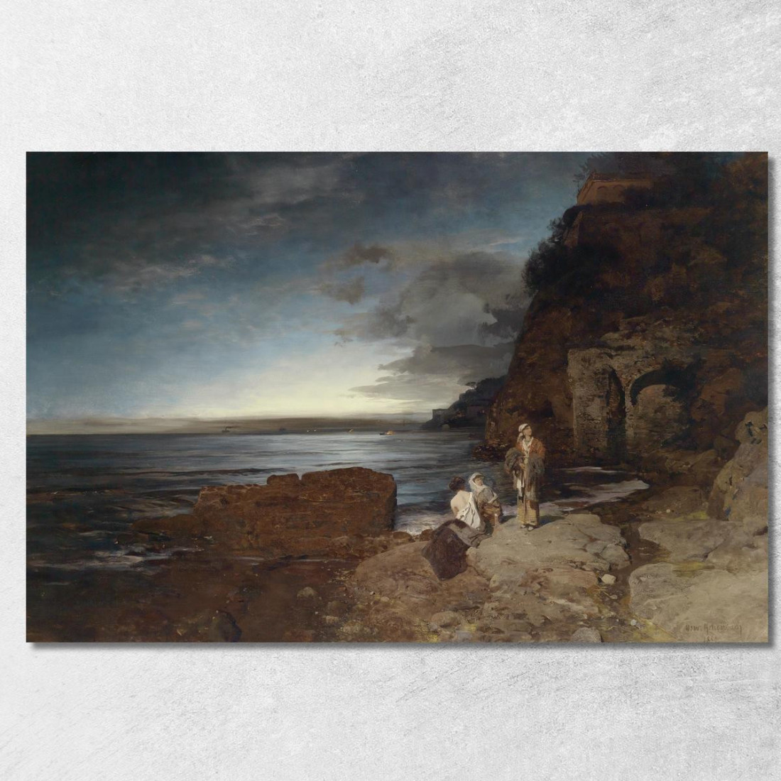 Sera Sulla Costa Oswald Achenbach oac4 quadro stampato su tela Sera Sulla Costa Oswald Achenbach oac4 quadro stampato su tela