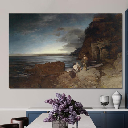 Sera Sulla Costa Oswald Achenbach oac4 quadro stampato su tela