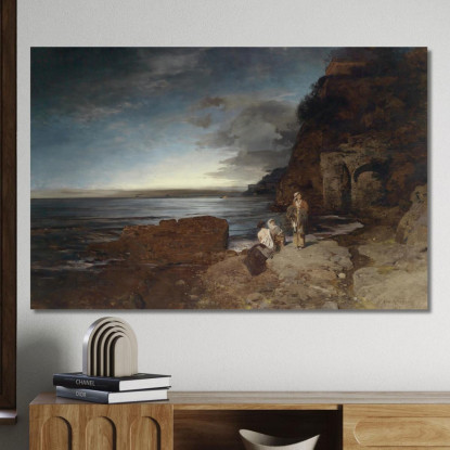 Sera Sulla Costa Oswald Achenbach oac4 quadro stampato su tela