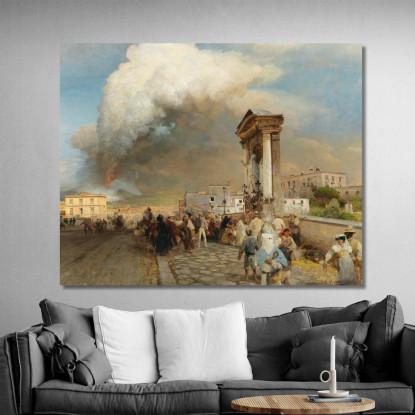 Eruzione Del Vesuvio Oswald Achenbach oac10 quadro stampato su tela