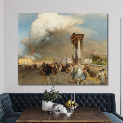 Eruzione Del Vesuvio Oswald Achenbach oac10 quadro stampato su tela