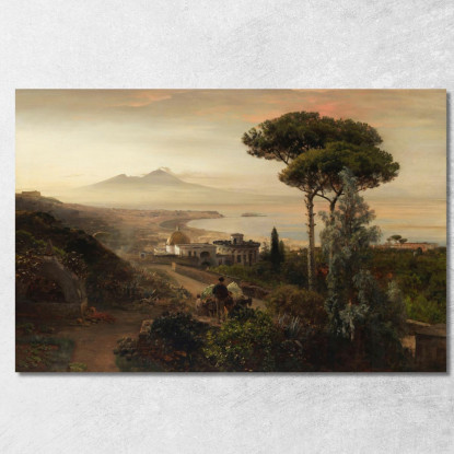 Veduta Del Vesuvio Oswald Achenbach oac11 quadro stampato su tela