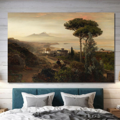 Veduta Del Vesuvio Oswald Achenbach oac11 quadro stampato su tela