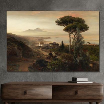 Veduta Del Vesuvio Oswald Achenbach oac11 quadro stampato su tela