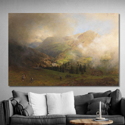 Veduta Del Monte Rigi Oswald Achenbach oac12 quadro stampato su tela