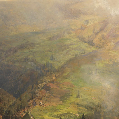 Veduta Del Monte Rigi Oswald Achenbach oac12 quadro stampato su tela