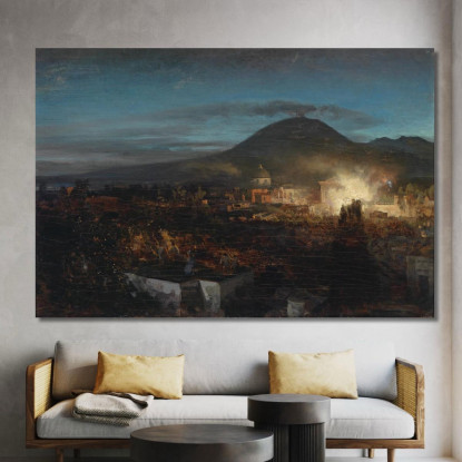 Fuochi D'Artificio A Torre Annunziata Oswald Achenbach oac16 quadro stampato su tela