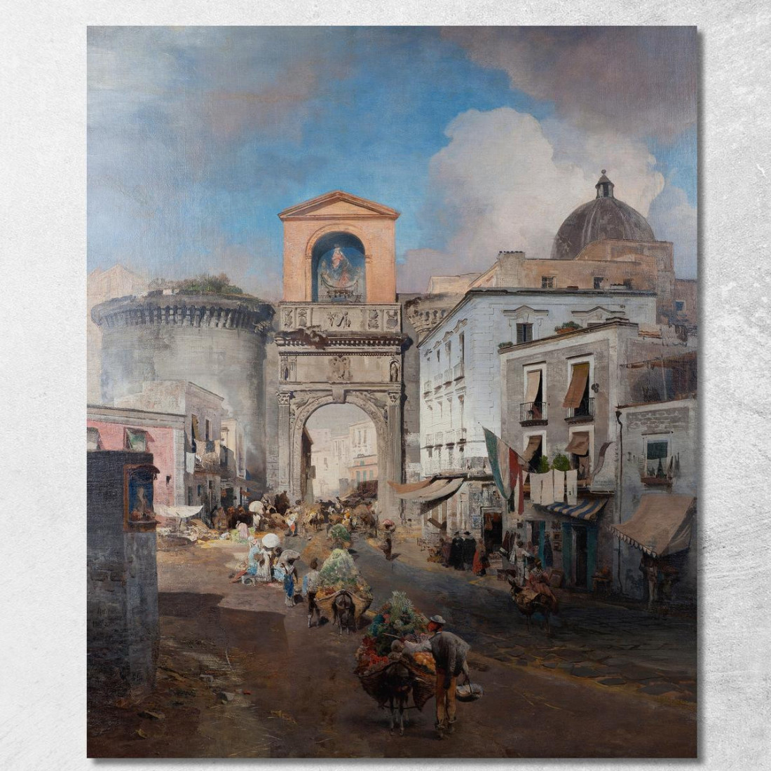 Andando Al Mercato Oswald Achenbach oac19 quadro stampato su tela Andando Al Mercato Oswald Achenbach oac19 quadro stampato su tela