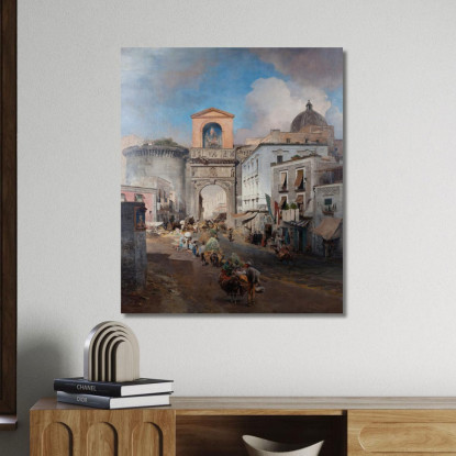 Andando Al Mercato Oswald Achenbach oac19 quadro stampato su tela