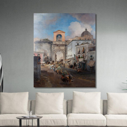 Andando Al Mercato Oswald Achenbach oac19 quadro stampato su tela