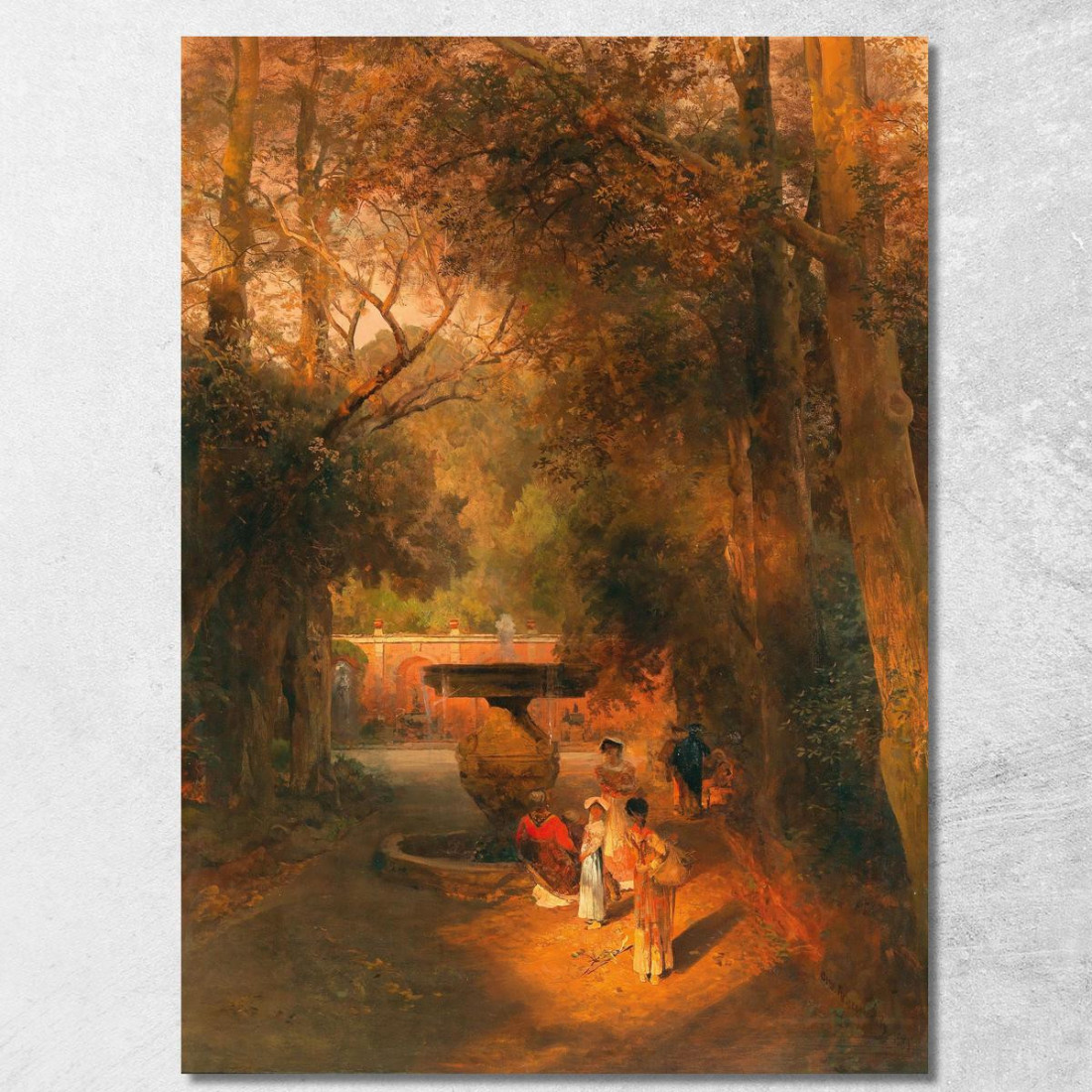 Nel Parco Presso La Fontana Di Villa Torlonia A Frascati Vicino Roma Oswald Achenbach oac22 quadro stampato su tela