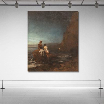 Notte Sulla Spiaggia Di Napoli Oswald Achenbach oac26 quadro stampato su tela