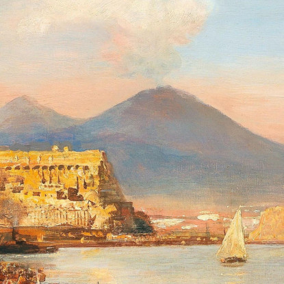Tramonto Nella Baia Di Napoli Oswald Achenbach oac30 quadro stampato su tela