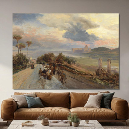 Via Cassia Vicino A Roma Oswald Achenbach oac35 quadro stampato su tela