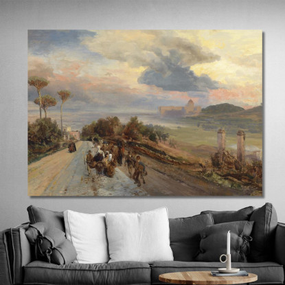 Via Cassia Vicino A Roma Oswald Achenbach oac35 quadro stampato su tela